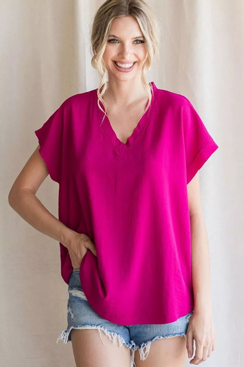 V Neck Uniform Shirt A10482 - Hello Beautiful BoutiqueTopJodifl