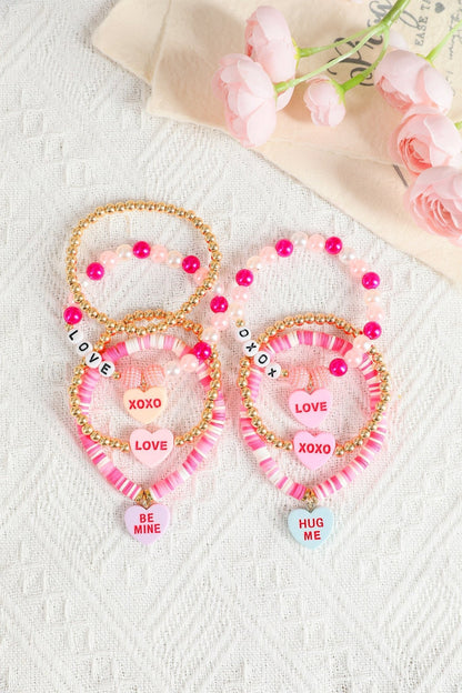 Valentine Heart Pendant Beaded Elastic Bracelet - Hello Beautiful BoutiqueJewelryThreaded Pear