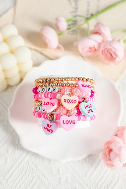 Valentine Heart Pendant Beaded Elastic Bracelet - Hello Beautiful BoutiqueJewelryThreaded Pear