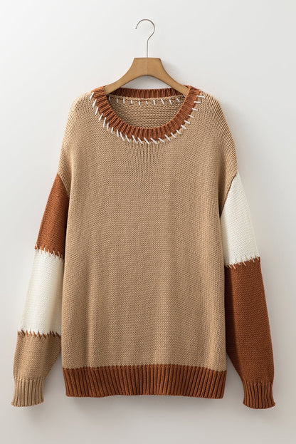 Valerie Color Block Knitted PLUS Sweater - Hello Beautiful BoutiquePlus Size Sweaters & CardigansThreaded Pear