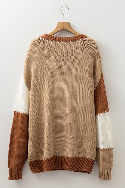 Valerie Color Block Knitted PLUS Sweater - Hello Beautiful BoutiquePlus Size Sweaters & CardigansThreaded Pear