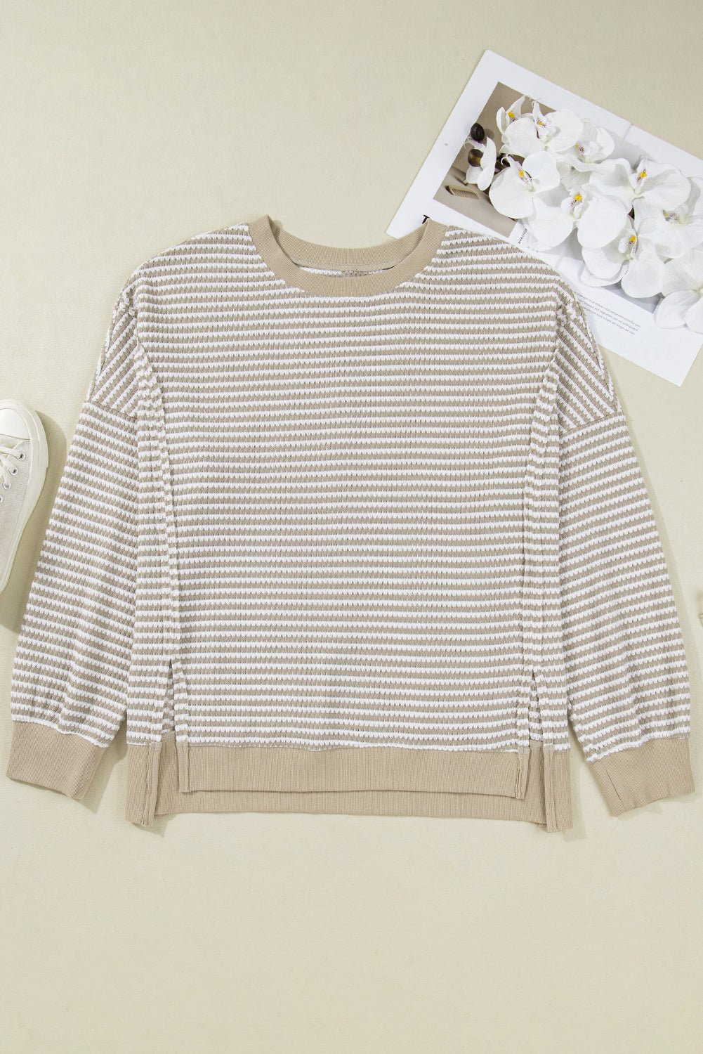 Vanessa Knit Ribbed Trim Long Sleeve PLUS Top - Hello Beautiful Boutique15% OFFThreaded Pear