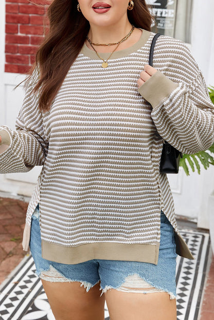 Vanessa Knit Ribbed Trim Long Sleeve PLUS Top - Hello Beautiful Boutique15% OFFThreaded Pear