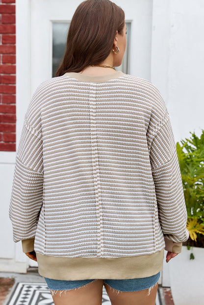 Vanessa Knit Ribbed Trim Long Sleeve PLUS Top - Hello Beautiful Boutique15% OFFThreaded Pear