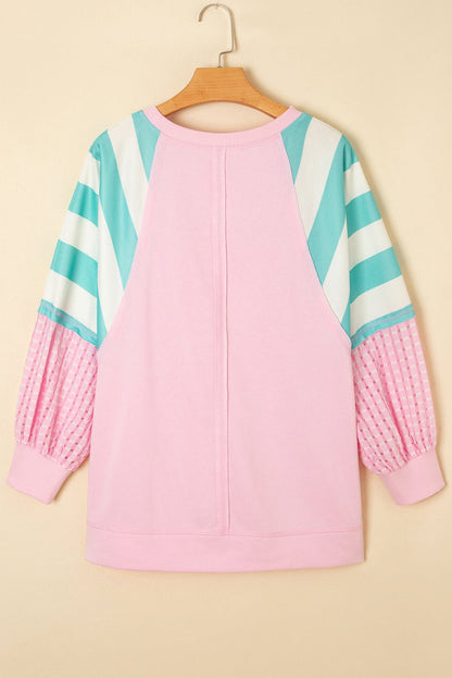 Vanessa Patchwork Raglan Pullover Top - Hello Beautiful BoutiqueLong Sleeve TopsThreaded Pear
