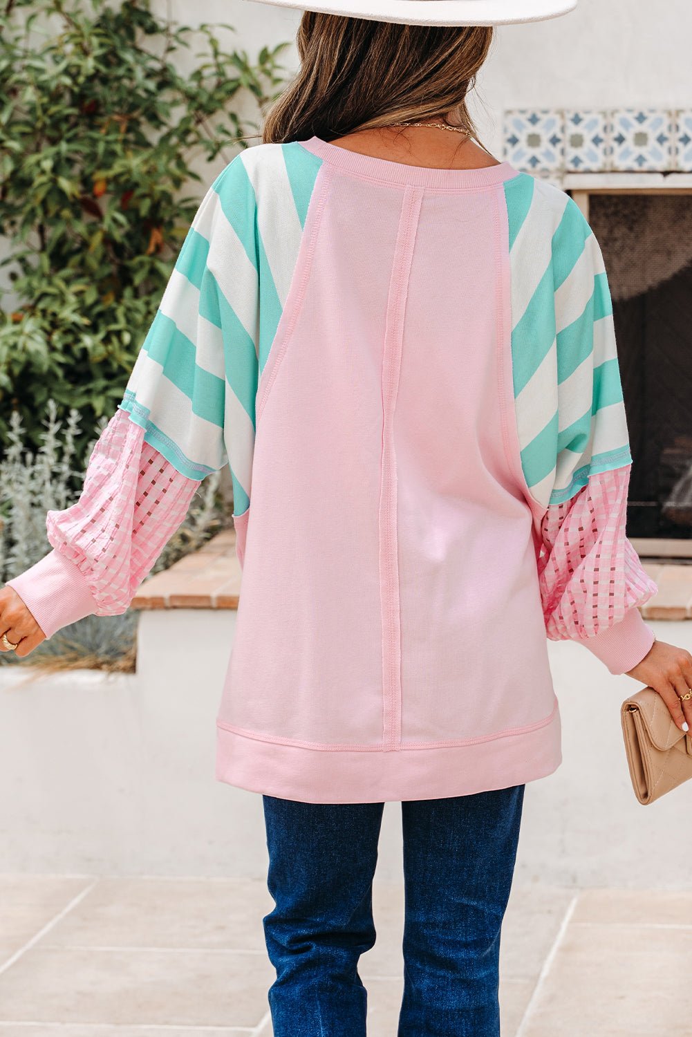 Vanessa Patchwork Raglan Pullover Top - Hello Beautiful BoutiqueLong Sleeve TopsThreaded Pear