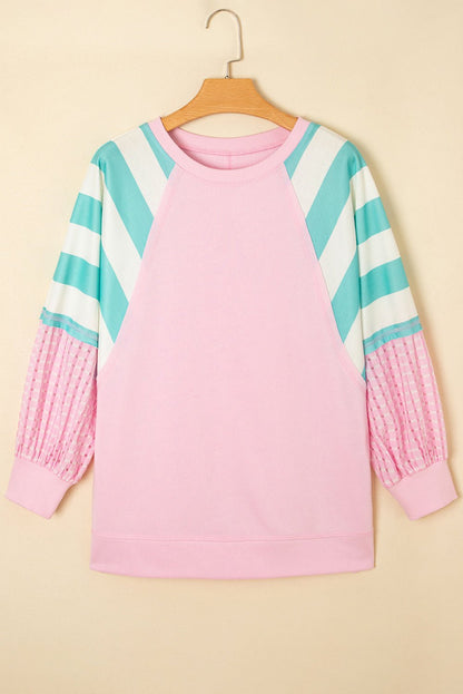 Vanessa Patchwork Raglan Pullover Top - Hello Beautiful BoutiqueLong Sleeve TopsThreaded Pear