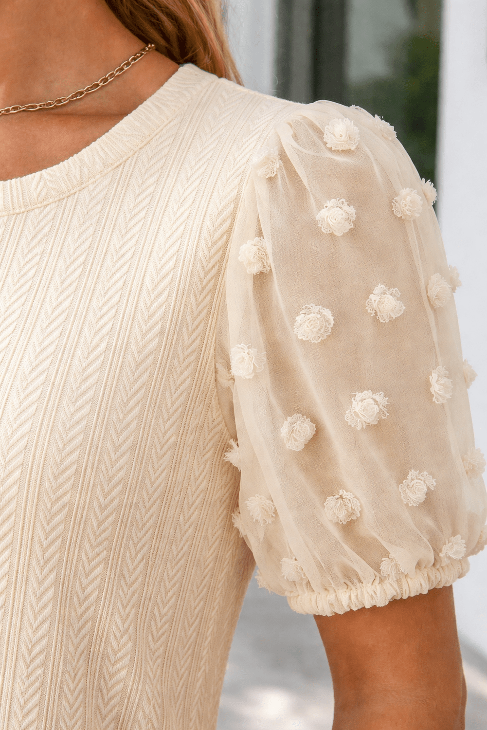 Violet Puff Sleeve Textured Blouse - Hello Beautiful BoutiqueBlouses & ShirtsThreaded Pear