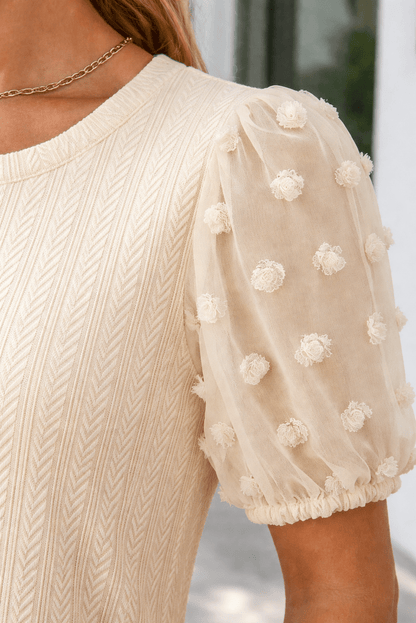 Violet Puff Sleeve Textured Blouse - Hello Beautiful BoutiqueBlouses & ShirtsThreaded Pear