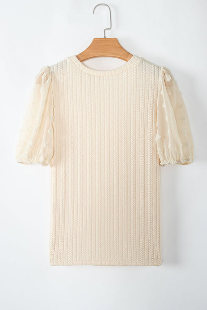 Violet Puff Sleeve Textured Blouse - Hello Beautiful BoutiqueBlouses & ShirtsThreaded Pear