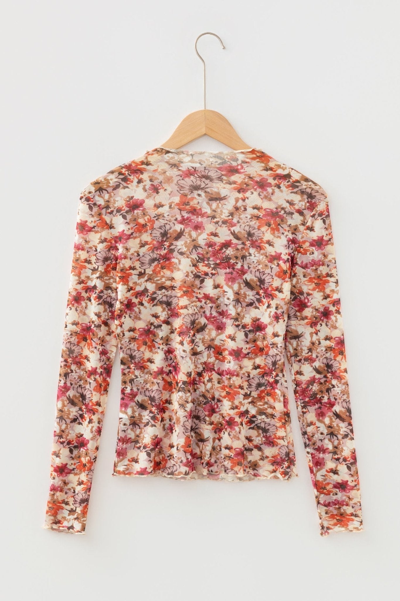 Virginia Floral Print Mesh Long Sleeve Top - Hello Beautiful BoutiqueLong Sleeve TopsThreaded Pear
