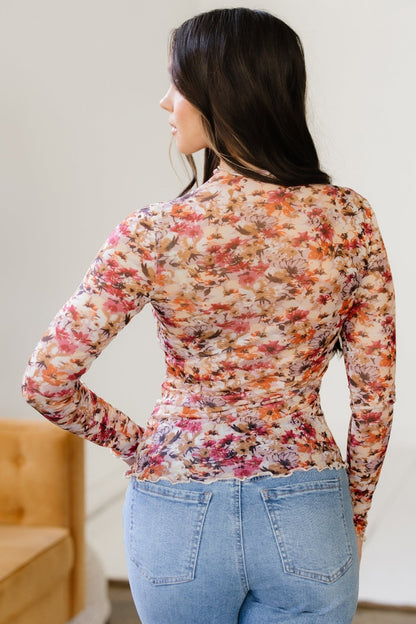 Virginia Floral Print Mesh Long Sleeve Top - Hello Beautiful BoutiqueLong Sleeve TopsThreaded Pear