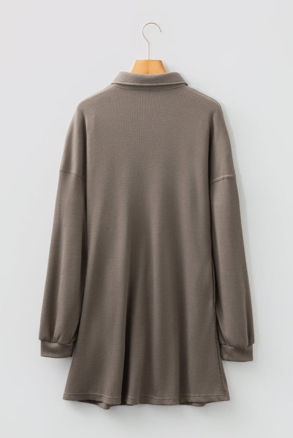Viviana Taupe Waffle Knit Shirt - Hello Beautiful BoutiqueMini DressesThreaded Pear