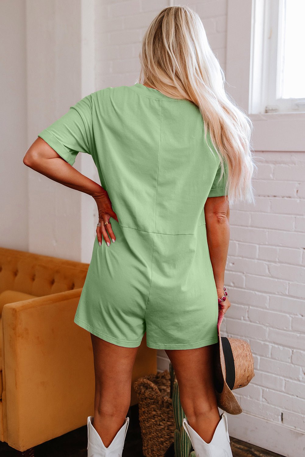 Vivienne Half Sleeve Knit Romper - Hello Beautiful BoutiqueJumpsuits & RompersThreaded Pear