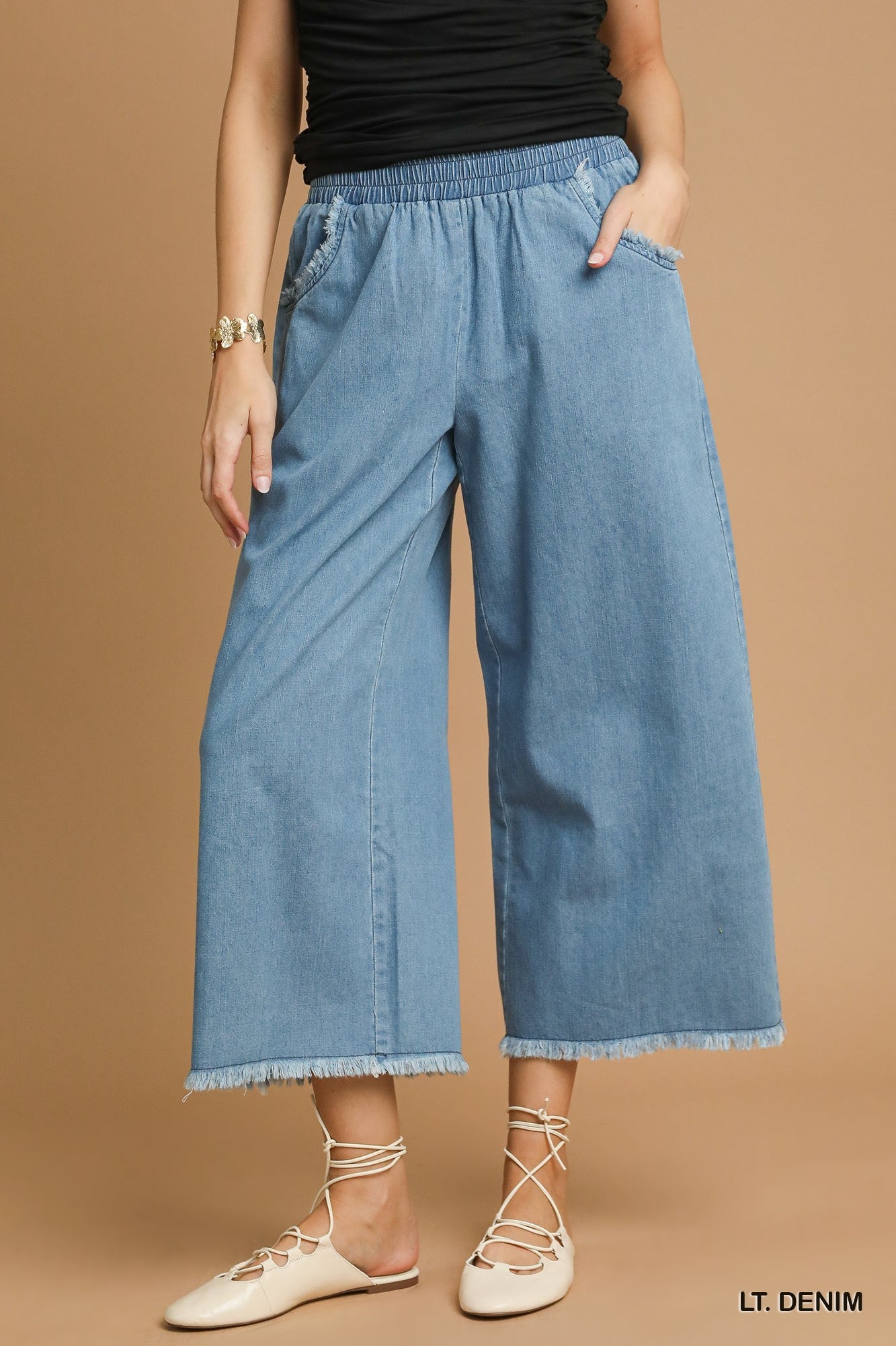 Washed Denim Pants with Fringe K0634 - Hello Beautiful BoutiquePantsUmgee