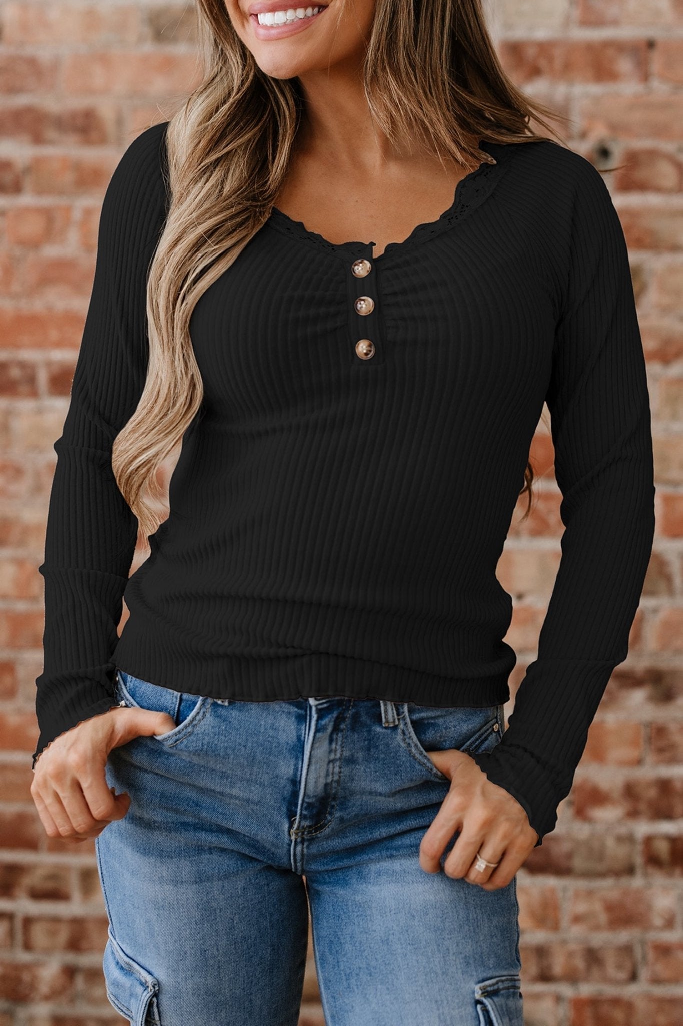 Waverly Sleeve Ribbed top Long Sleeve Top - Hello Beautiful BoutiqueLong Sleeve TopsThreaded Pear