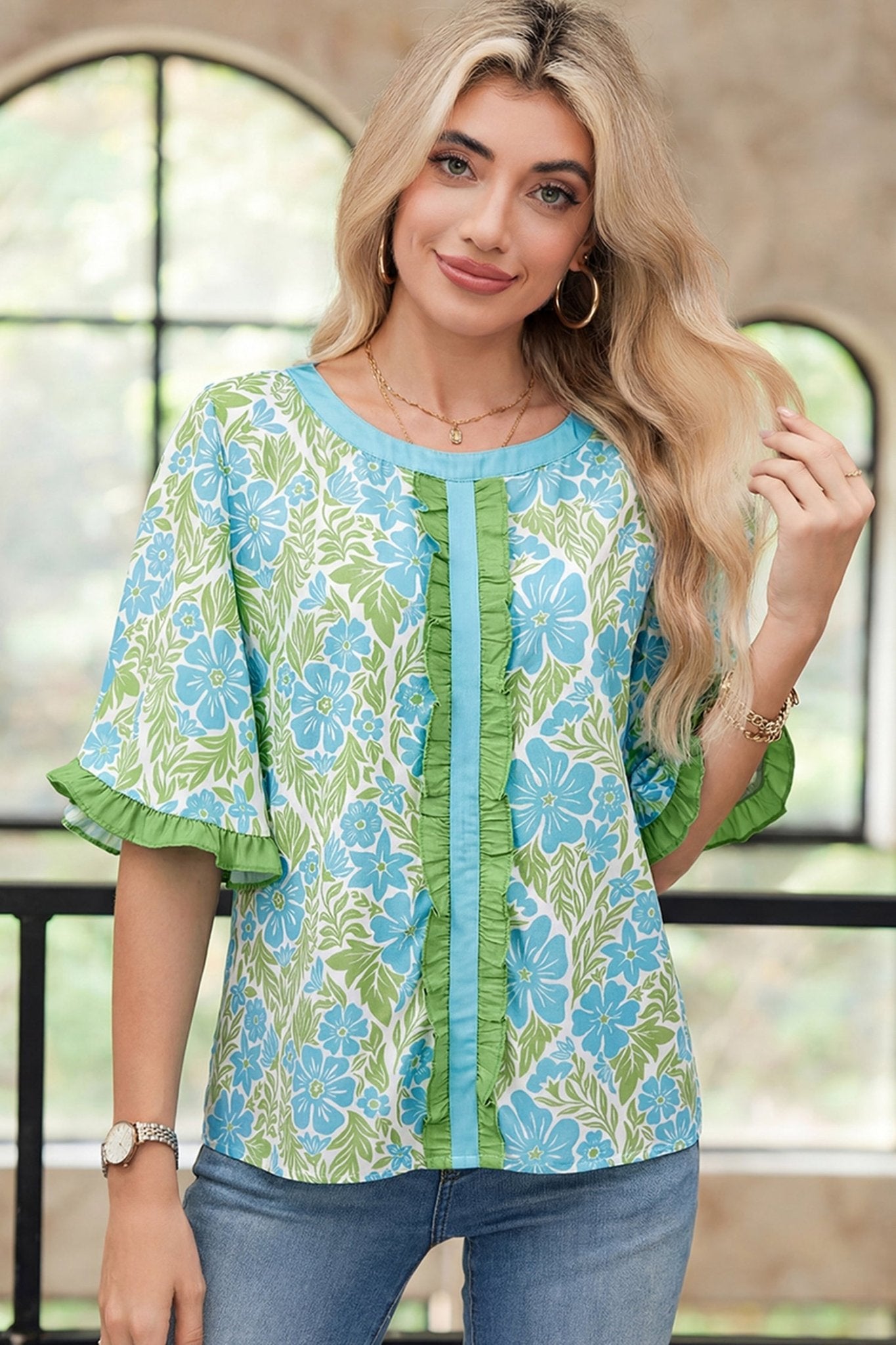 Waverly Trim Half Sleeve Blouse - Hello Beautiful BoutiqueBlouses & ShirtsThreaded Pear