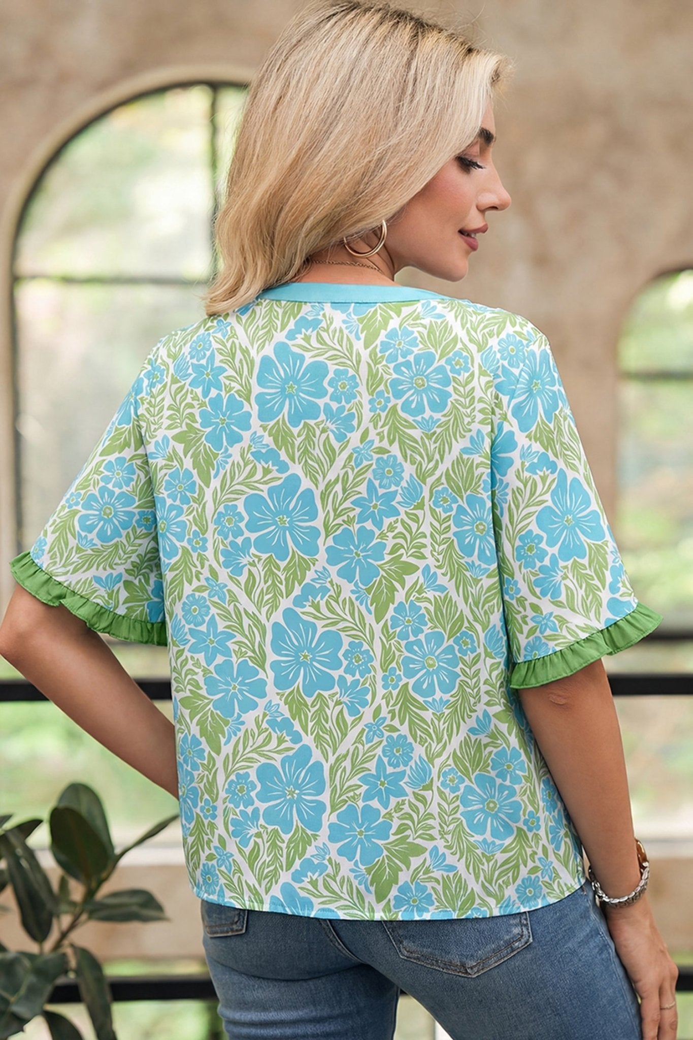 Waverly Trim Half Sleeve Blouse - Hello Beautiful BoutiqueBlouses & ShirtsThreaded Pear