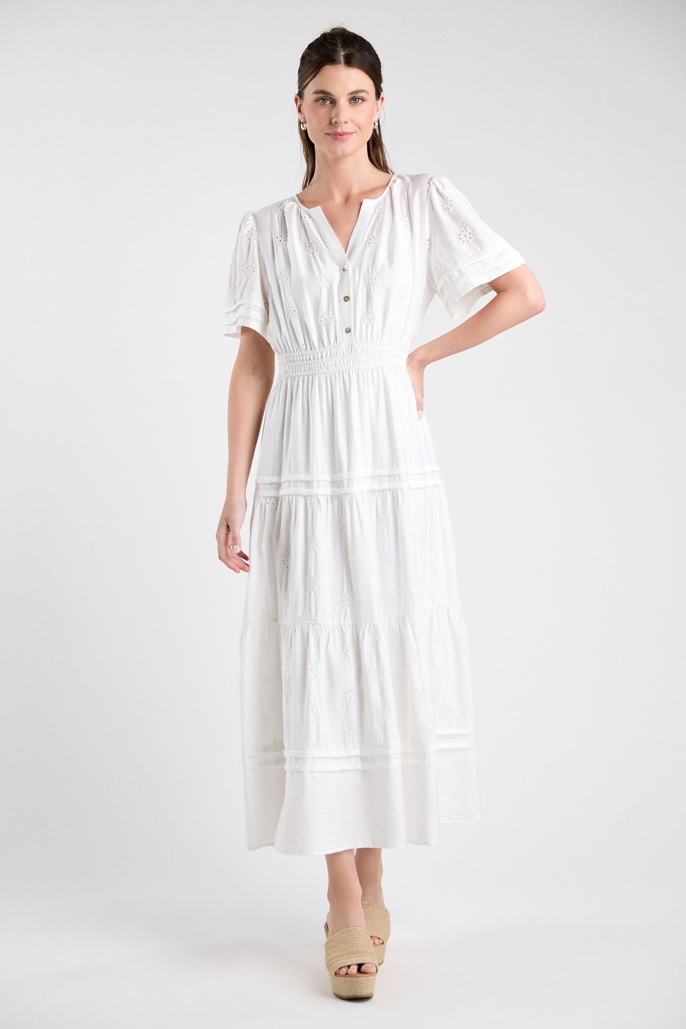 White Eyelet Midi Dress - Hello Beautiful BoutiqueDressEvelen