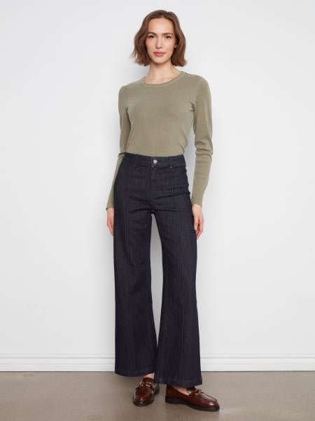 Wide Leg Denim with Pintucks C5814 - Hello Beautiful BoutiqueJeansCharlie B