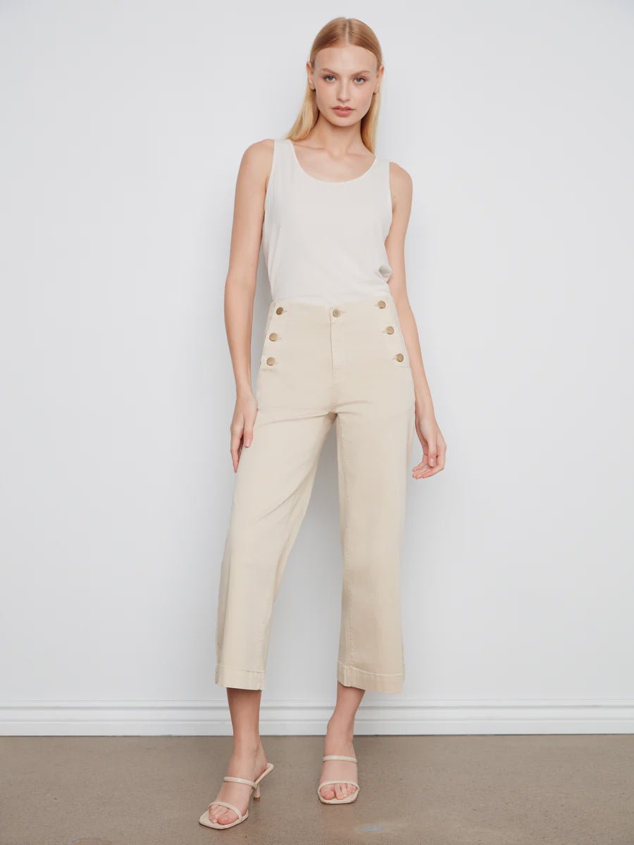 Wide Leg Side Button Twill Pant C5721/155 - Hello Beautiful BoutiqueJeansCharlie B