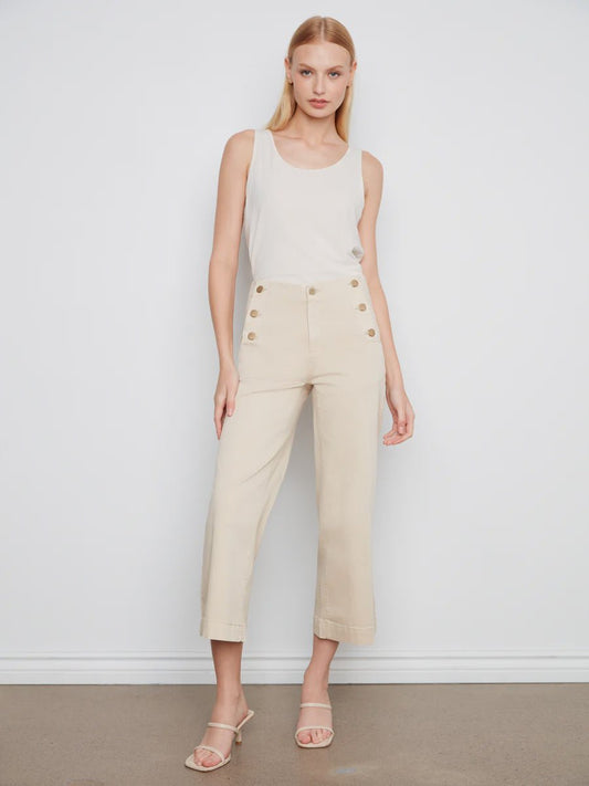 Wide Leg Side Button Twill Pant C5721/155 - Hello Beautiful BoutiqueJeansCharlie B