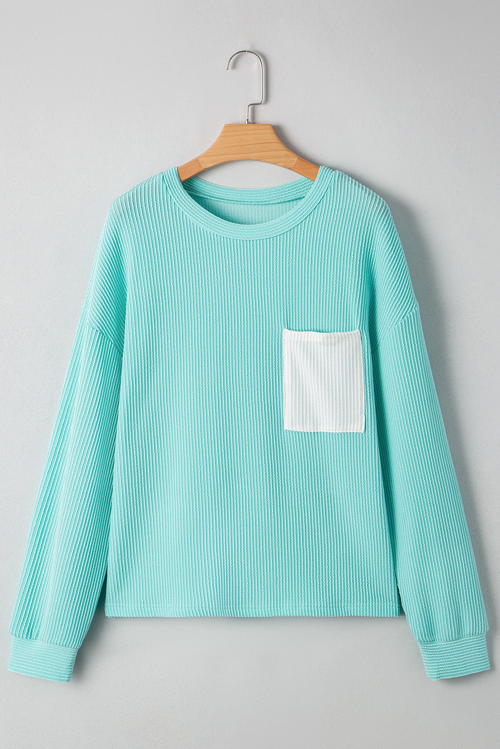 Willa Texture Contrast Patched Long Sleeve Top - Hello Beautiful BoutiqueLong Sleeve TopsThreaded Pear