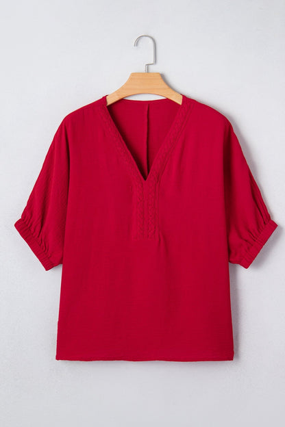 Willow Trim Half Sleeve Blouse - Hello Beautiful BoutiqueBlouses & ShirtsThreaded Pear