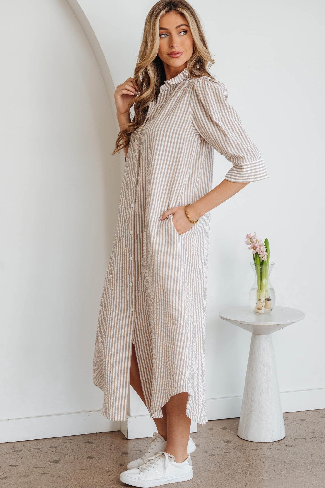 Winona Collar Half Sleeve Shirt - Hello Beautiful BoutiqueMaxi DressesThreaded Pear