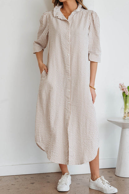 Winona Collar Half Sleeve Shirt - Hello Beautiful BoutiqueMaxi DressesThreaded Pear
