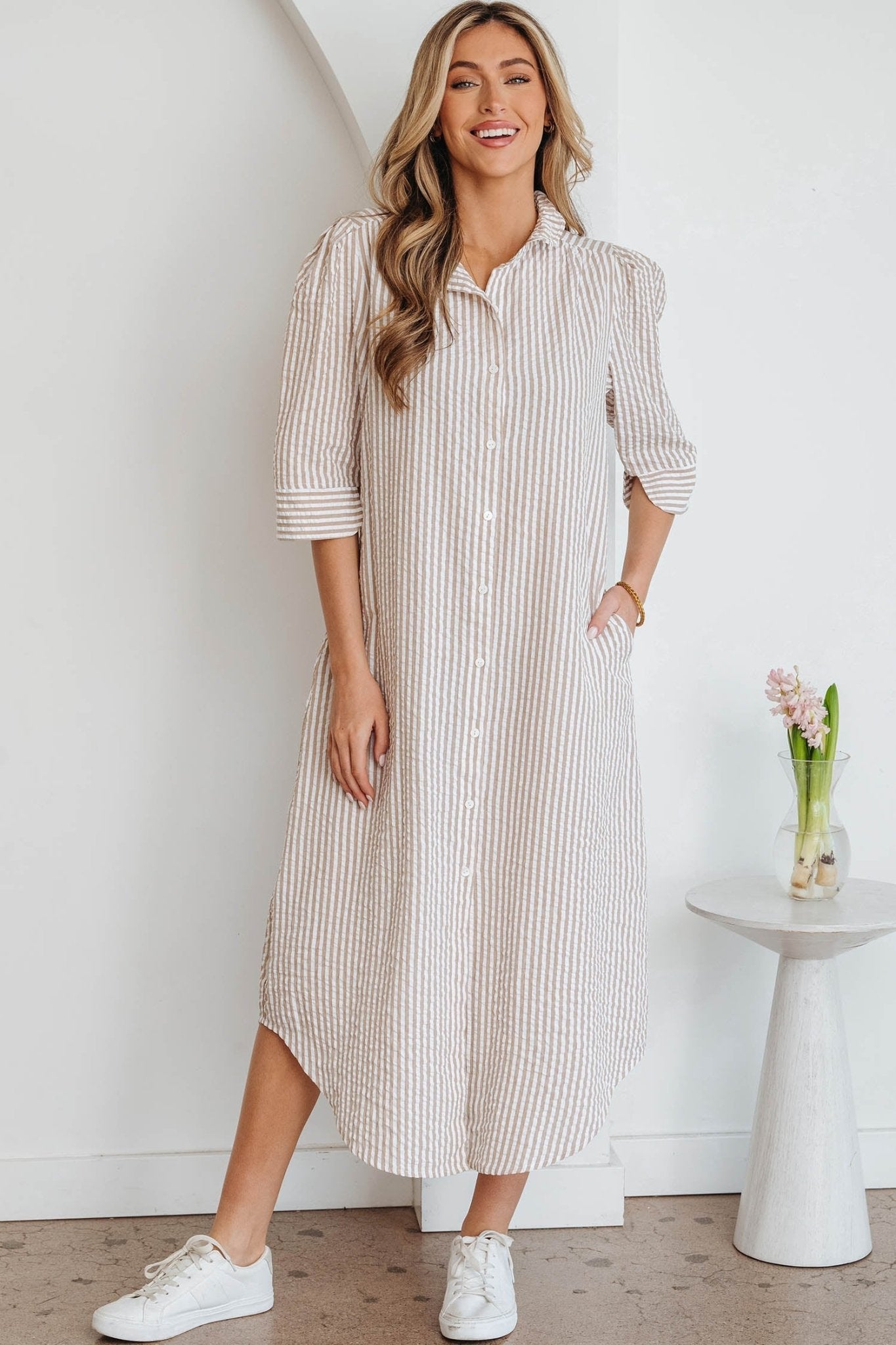 Winona Collar Half Sleeve Shirt - Hello Beautiful BoutiqueMaxi DressesThreaded Pear