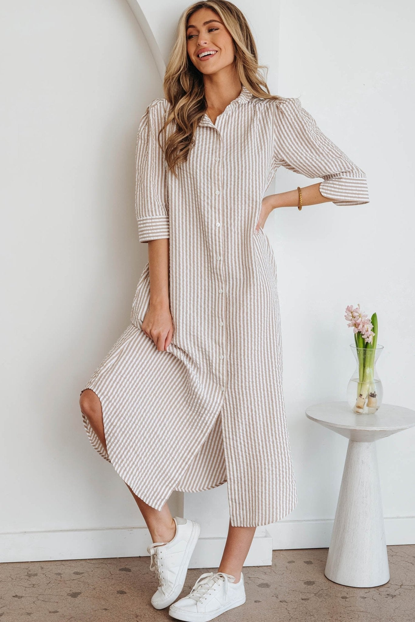 Winona Collar Half Sleeve Shirt - Hello Beautiful BoutiqueMaxi DressesThreaded Pear
