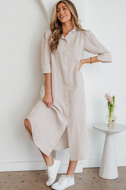Winona Collar Half Sleeve Shirt - Hello Beautiful BoutiqueMaxi DressesThreaded Pear