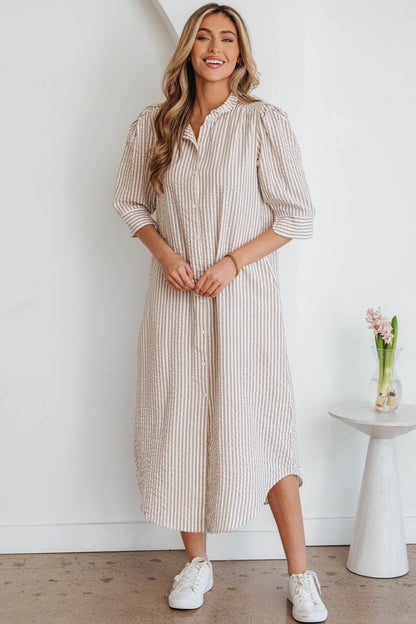 Winona Collar Half Sleeve Shirt - Hello Beautiful BoutiqueMaxi DressesThreaded Pear