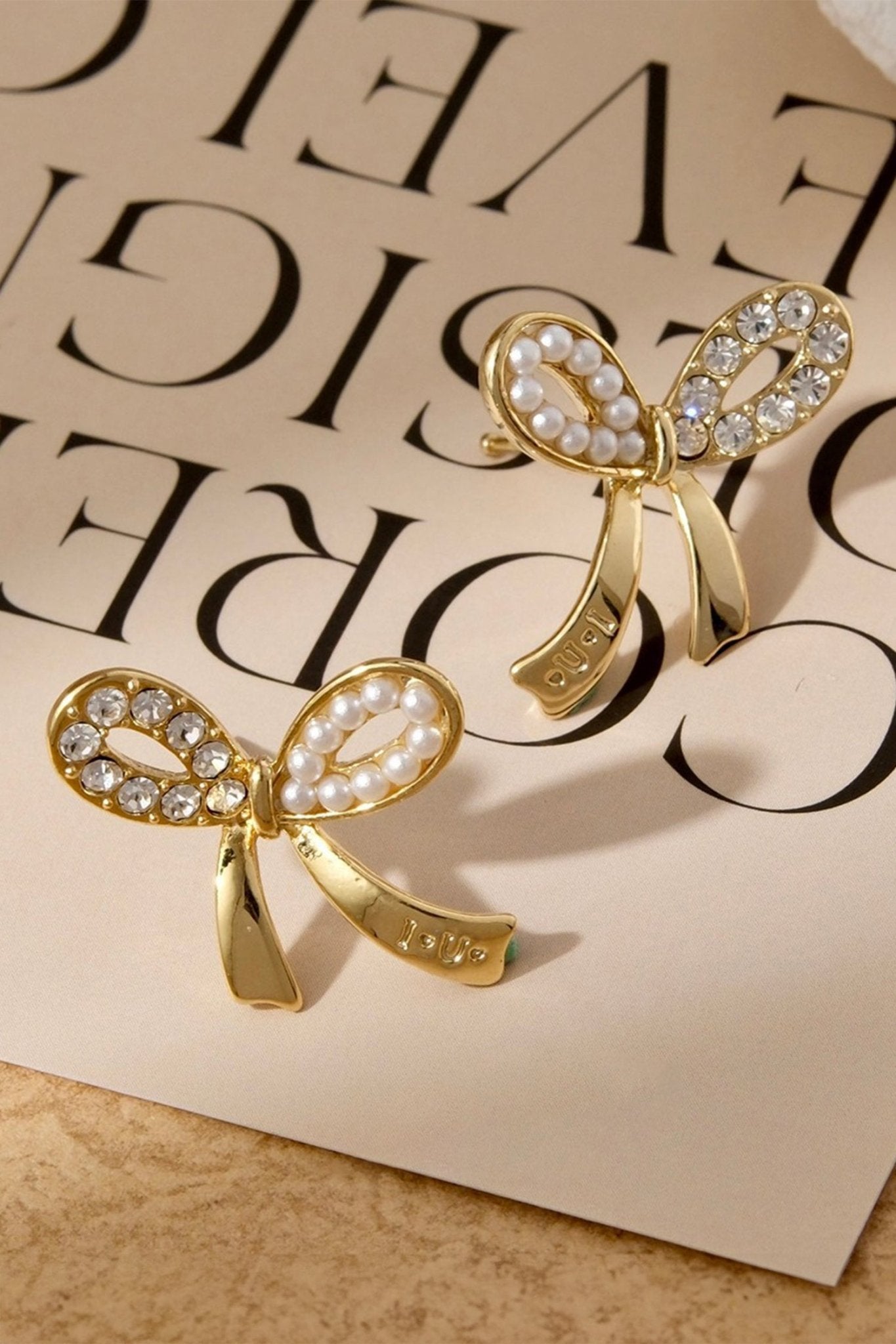 Winter Rhinestone Pearl Bow Earrings - Hello Beautiful BoutiqueJewelryThreaded Pear