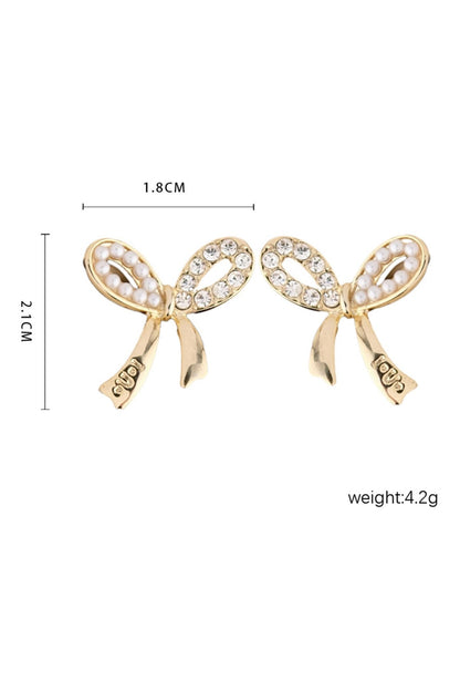 Winter Rhinestone Pearl Bow Earrings - Hello Beautiful BoutiqueJewelryThreaded Pear