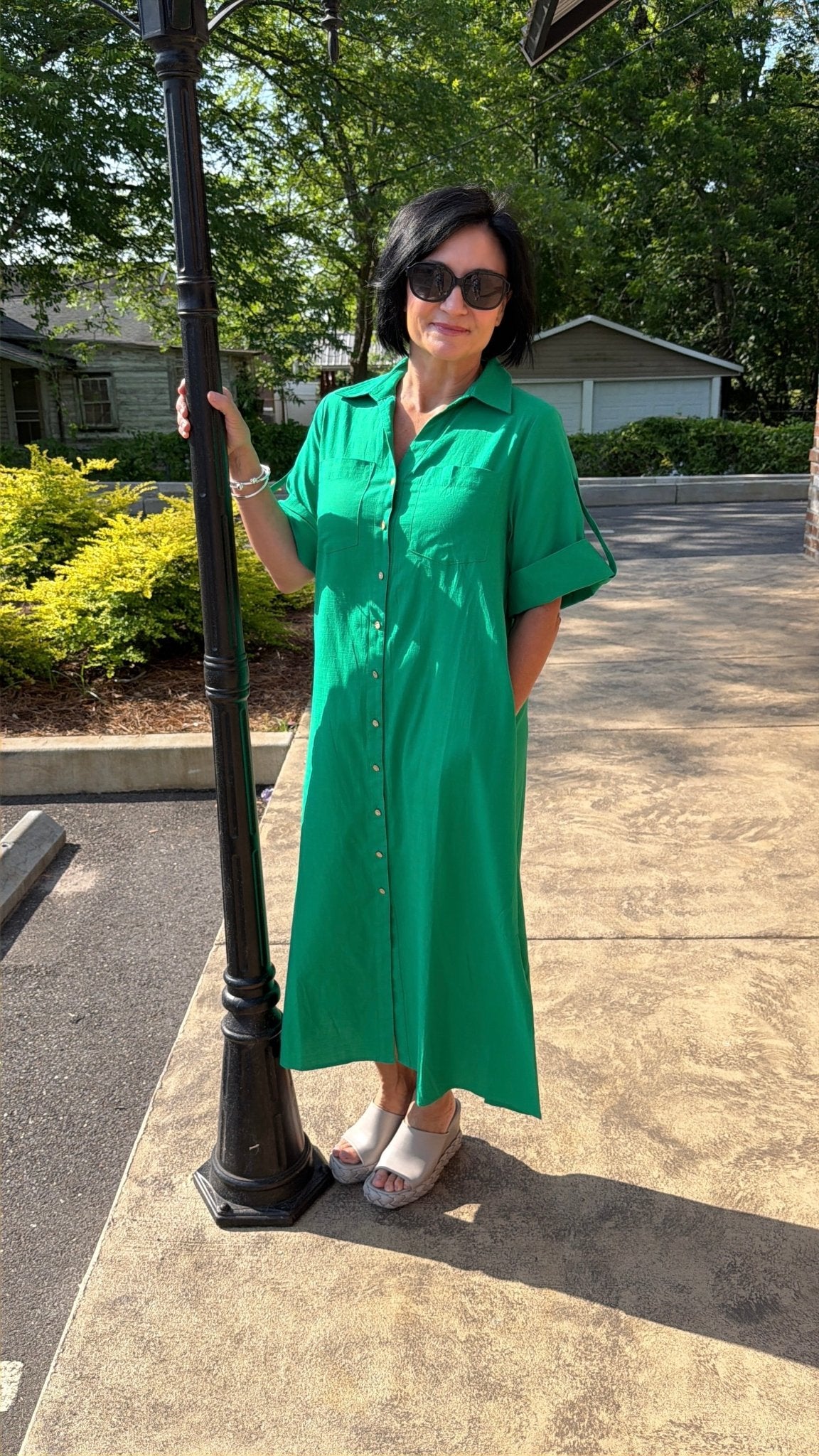 Woven Dress with Roll Up Sleeves G15651 - Hello Beautiful BoutiqueDressJodifl