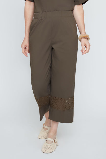 Woven Pant with Mesh Trim R11048 - Hello Beautiful BoutiquePantsRenuar