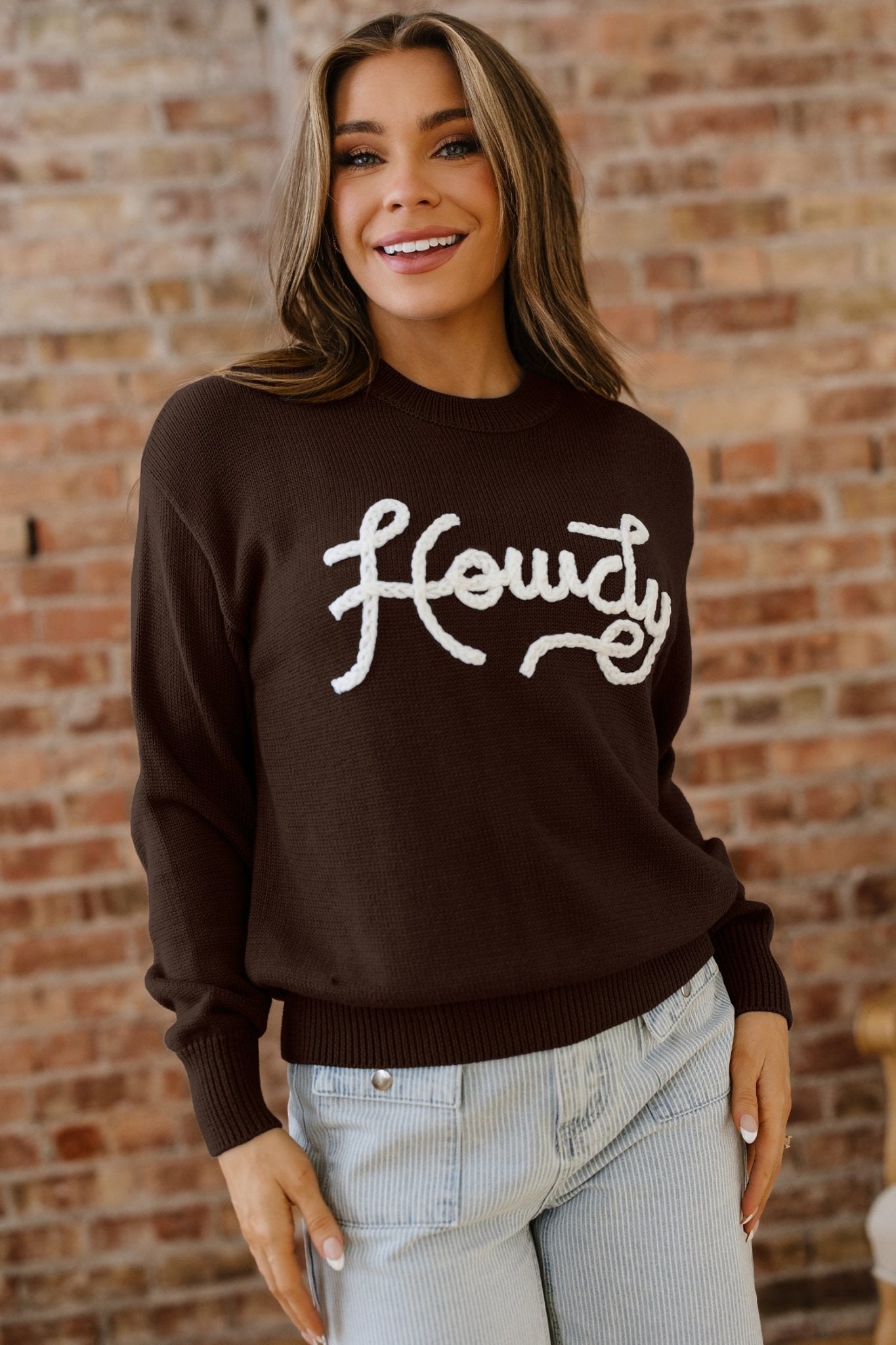 Wrenlee Embroidered Graphic Western Sweater - Hello Beautiful BoutiqueSweatersThreaded Pear