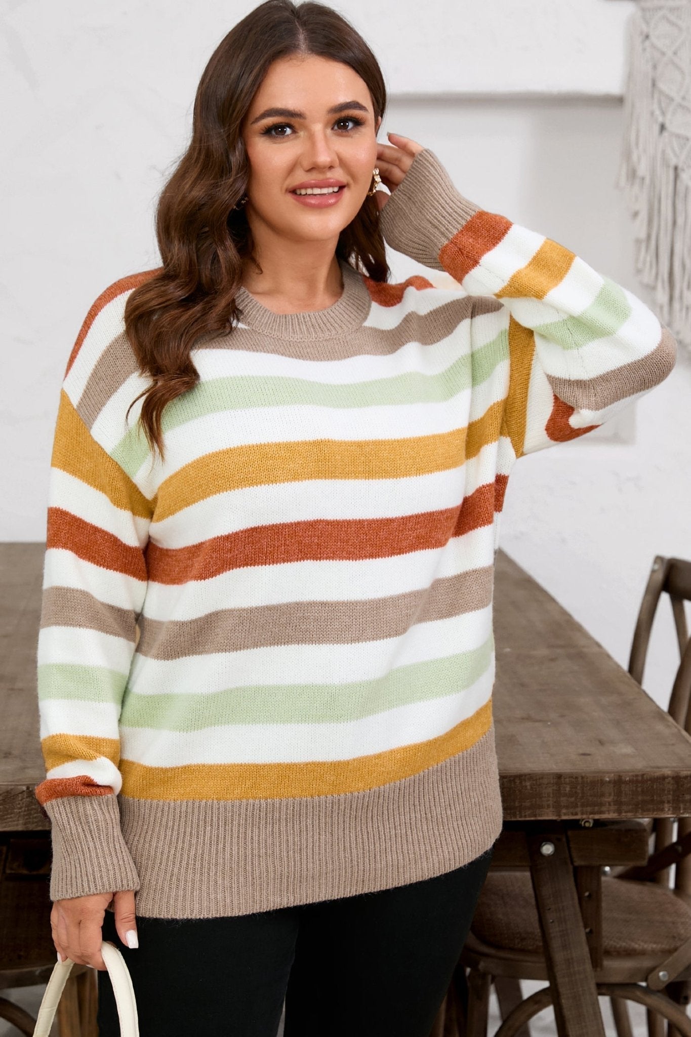 Wrenleigh Colorblock Drop Shoulder PLUS Sweater - Hello Beautiful BoutiquePlus Size Sweaters & CardigansThreaded Pear