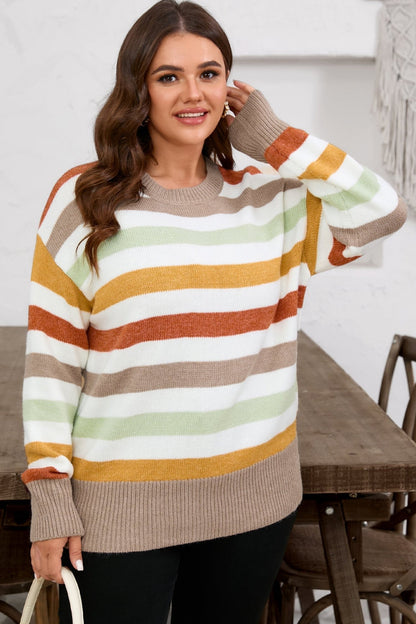Wrenleigh Colorblock Drop Shoulder PLUS Sweater - Hello Beautiful BoutiquePlus Size Sweaters & CardigansThreaded Pear