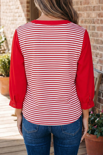 Wrenley 4 Sleeve Patchwork Top - Hello Beautiful BoutiqueLong Sleeve TopsThreaded Pear