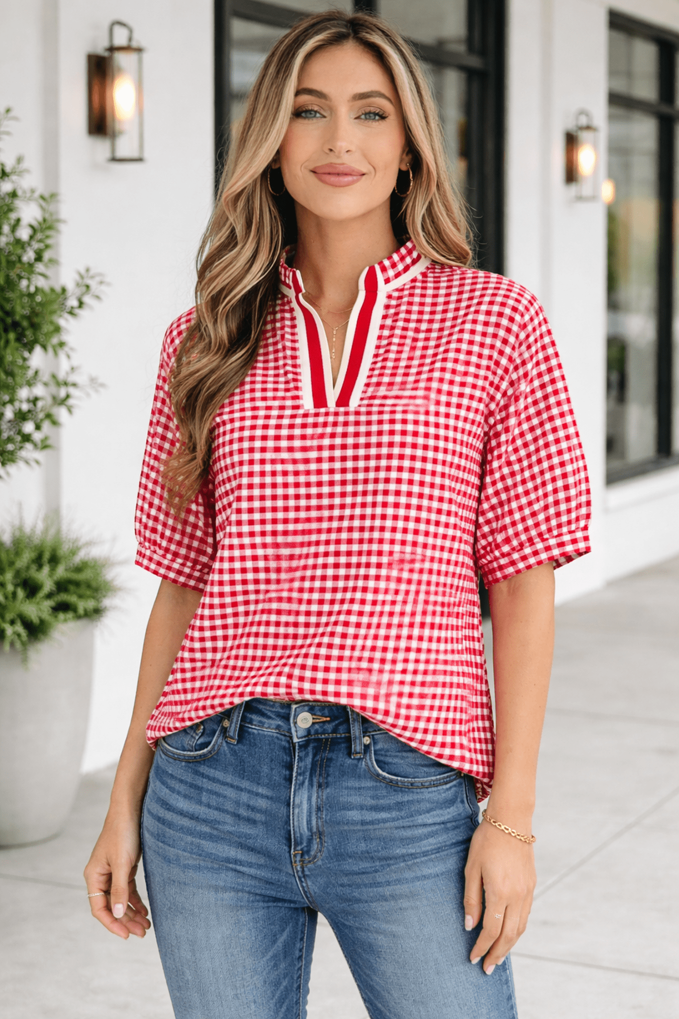 Wynter Sleeve Colorblock Trim Blouse - Hello Beautiful BoutiqueBlouses & ShirtsThreaded Pear