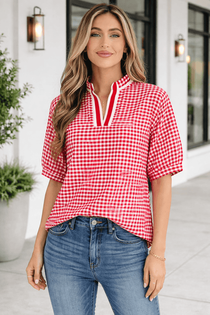 Wynter Sleeve Colorblock Trim Blouse - Hello Beautiful BoutiqueBlouses & ShirtsThreaded Pear