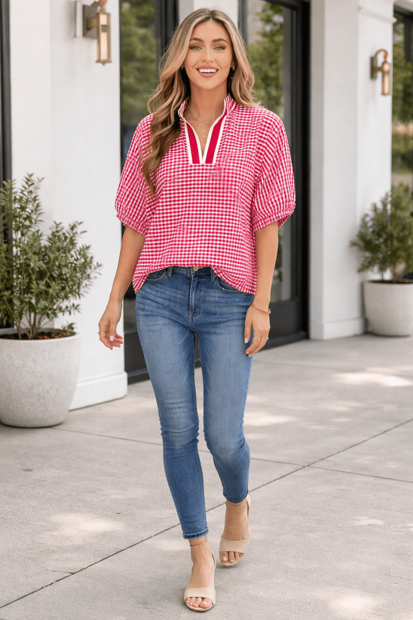Wynter Sleeve Colorblock Trim Blouse - Hello Beautiful BoutiqueBlouses & ShirtsThreaded Pear