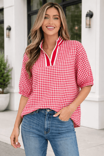 Wynter Sleeve Colorblock Trim Blouse - Hello Beautiful BoutiqueBlouses & ShirtsThreaded Pear