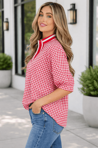 Wynter Sleeve Colorblock Trim Blouse - Hello Beautiful BoutiqueBlouses & ShirtsThreaded Pear