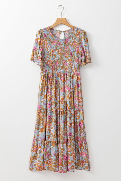 Wynter Smocked Flowy Ruffle Dress - Hello Beautiful BoutiqueFloral DressesThreaded Pear