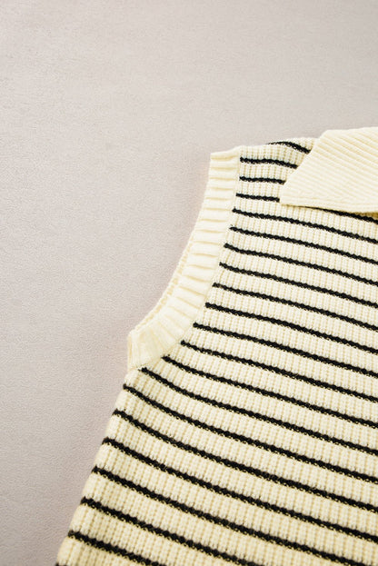 Wynter Stripe Turn Down Sweater - Hello Beautiful BoutiqueSweater VestsThreaded Pear