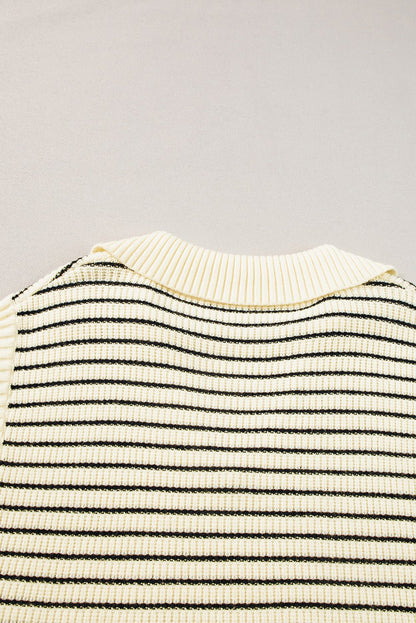 Wynter Stripe Turn Down Sweater - Hello Beautiful BoutiqueSweater VestsThreaded Pear